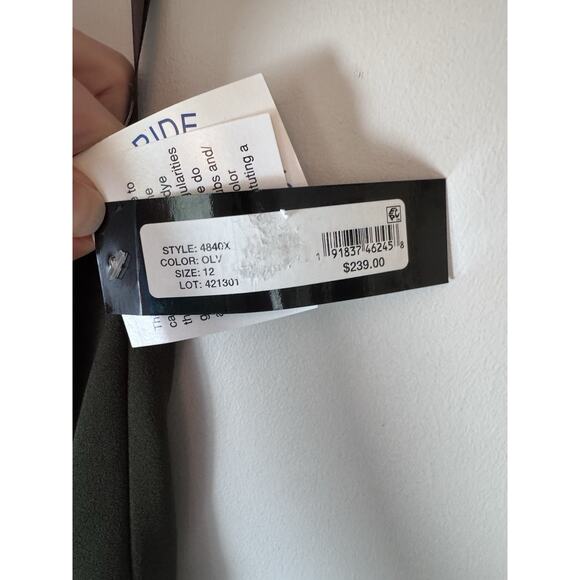 XSCAPE One Shoulder Asymmetric Hem Gown STYLE: 4840X Olive Green Sz 12 NWT $239 - Picture 6 of 15